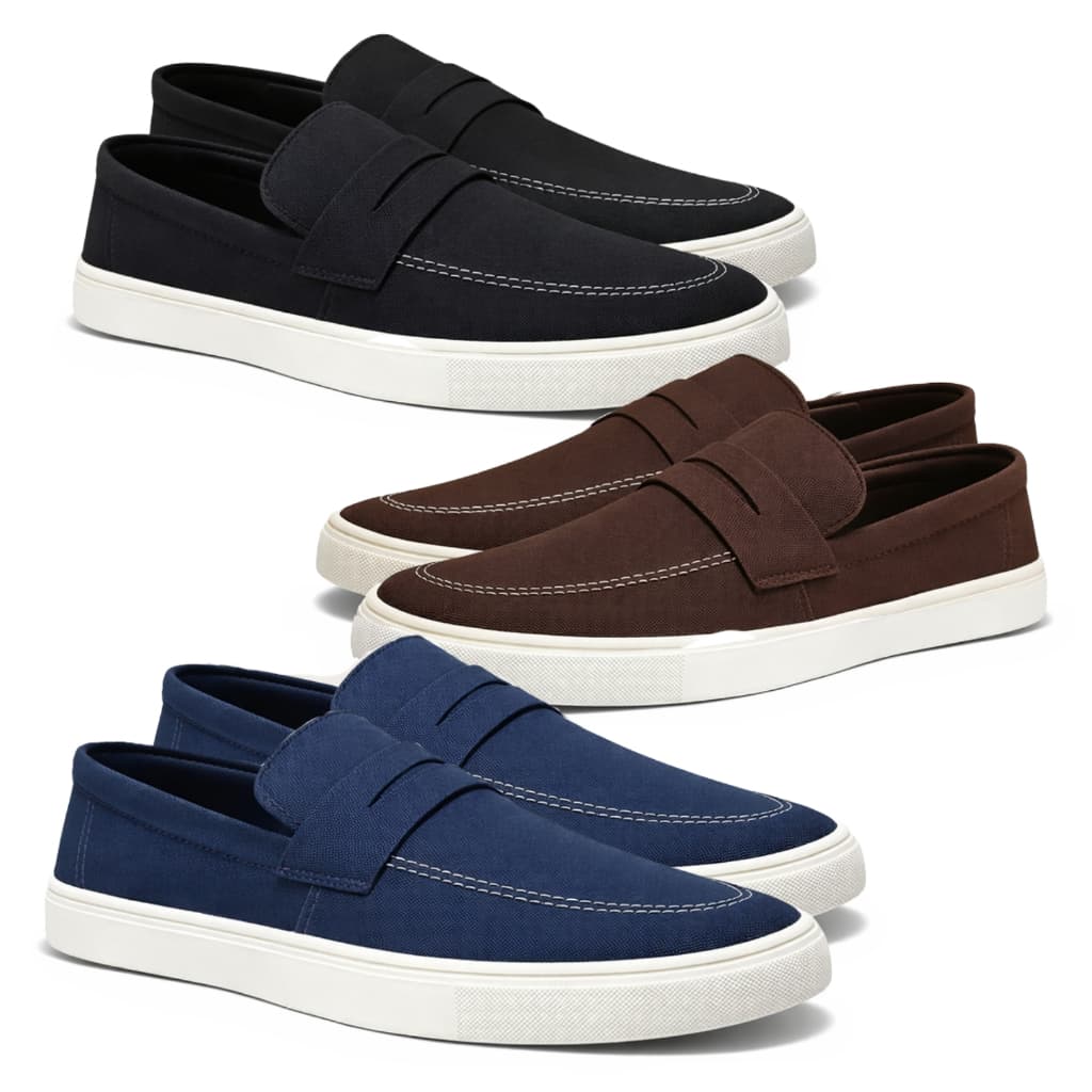 Mocassim Masculino Kit 3 Pares Loafer Derby Confortável Estilo Casual Camurça Premium
