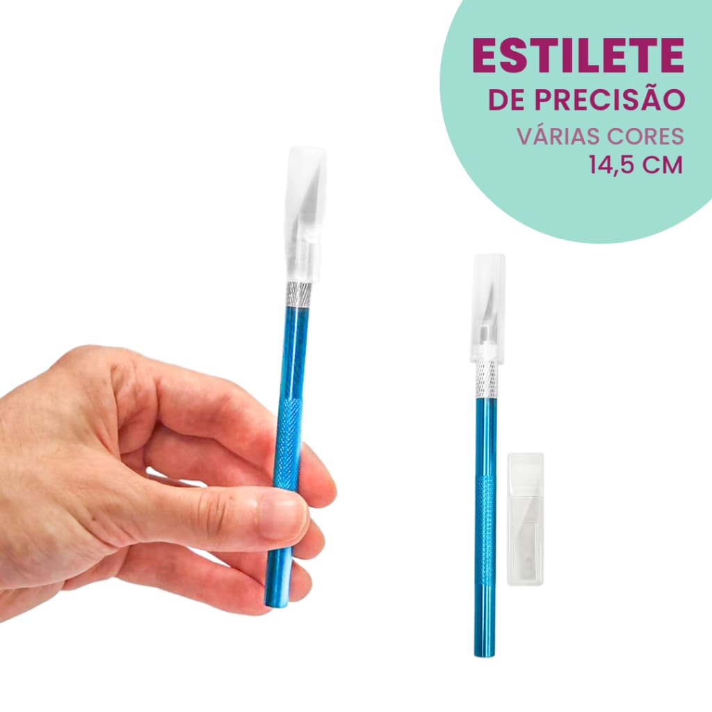 Estilete De Precisão Corte Bisturi C/6 Lâminas - Várias Cores - Kaftor
