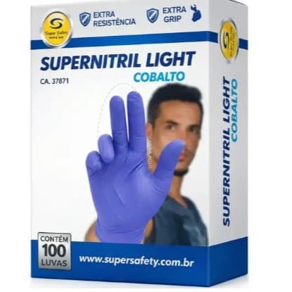 Luva para manipular alimentos, Nitrílica azul sem pó. CA37871