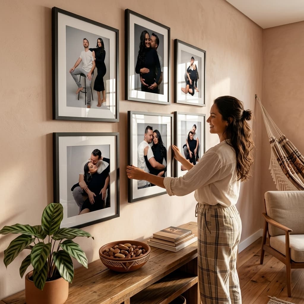 Quadro Decorativo 24x31 Parede Com Paspatur Porta Retrato Foto 15x21 Moldura Madeira Sala Quarto