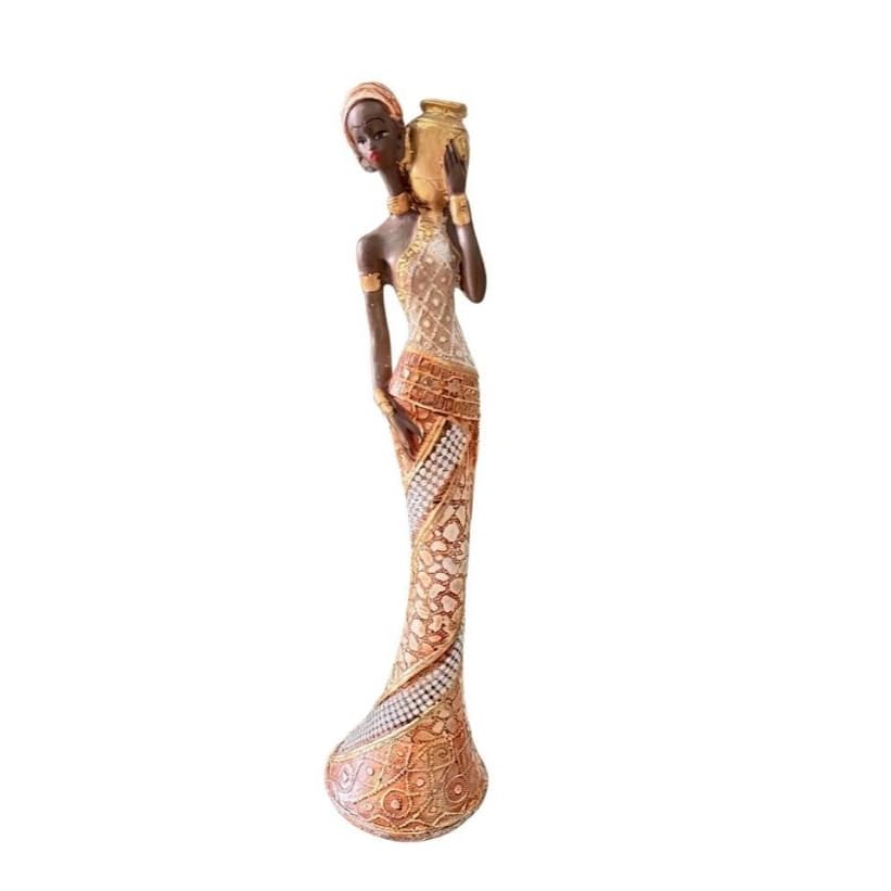 Estatueta Africana Com Jarro - Áfricana Decoração/Luxo Escultura Gesso Com Brilho  Decoração Moderna