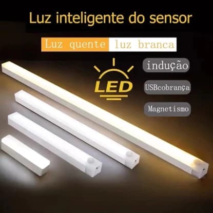 50cm Smart Luminária Inteligente Ultra LED com sensor de movimento sem fio e Recarregável USB para Baixo do Armário