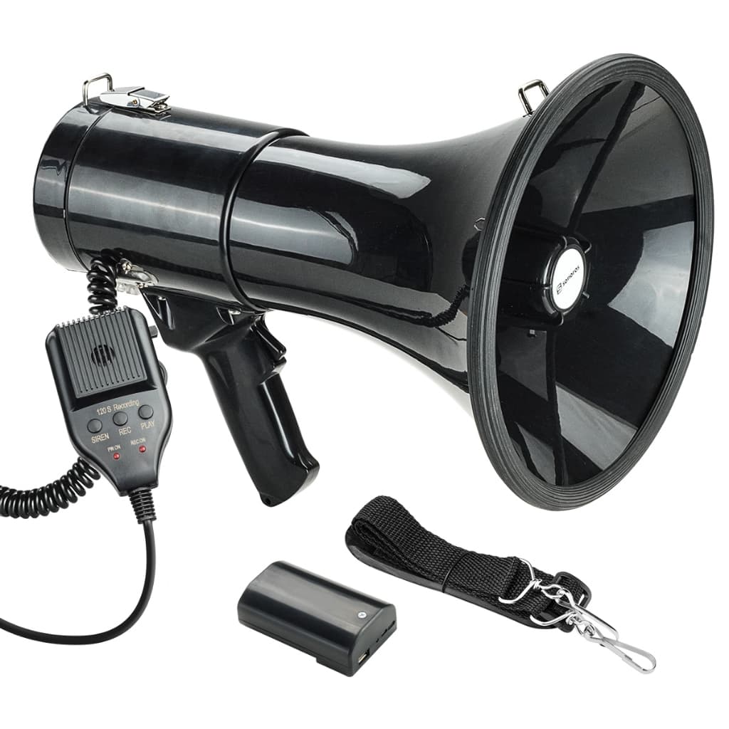 Megafone De Mão Bluetooth USB MP3 Recarregável Com Microfone Sirene Gravação SR-66 Sonoros