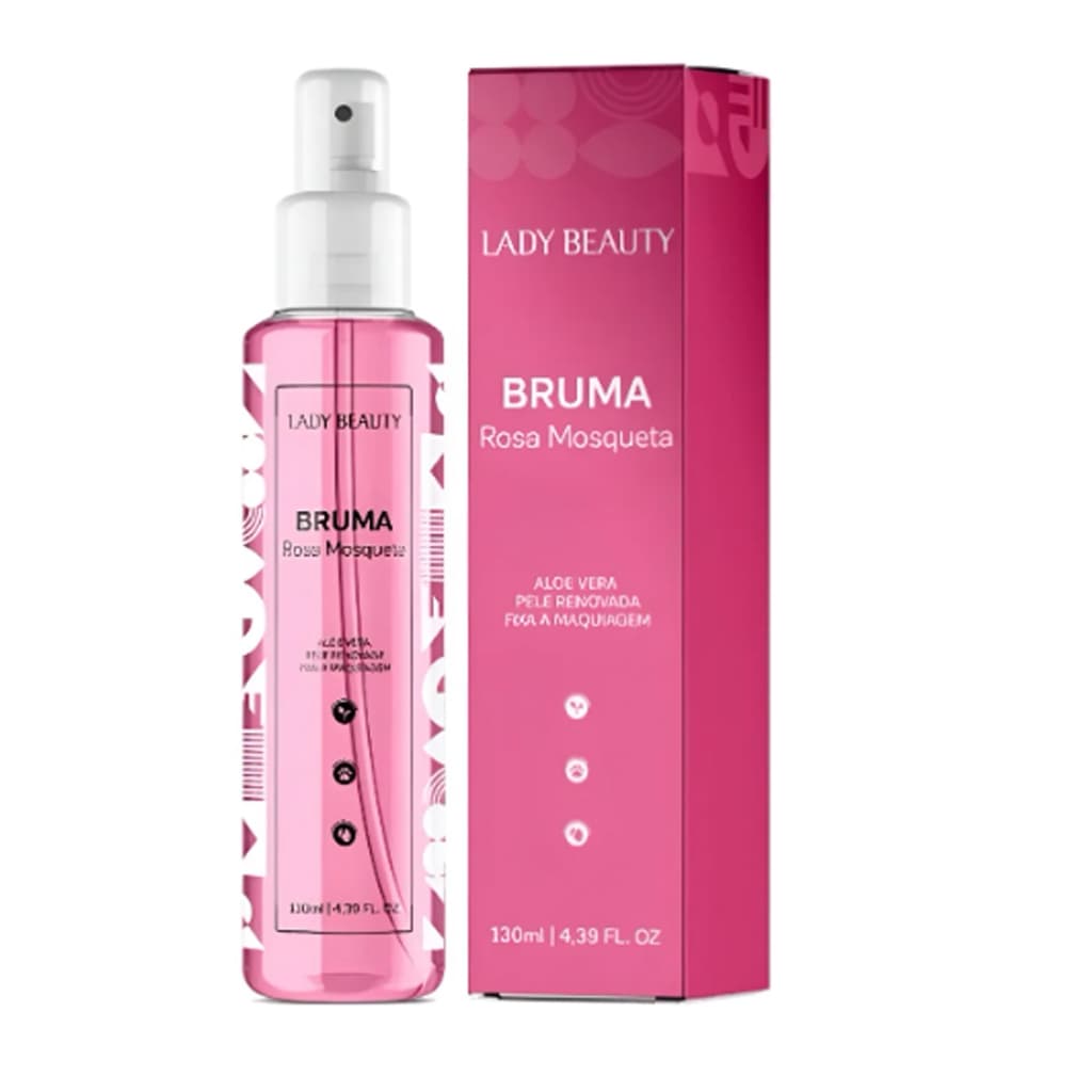 Bruma Rosa Mosqueta Lady Beauty 130ml – Fixador Matte, Hidratação e Acabamento Natural