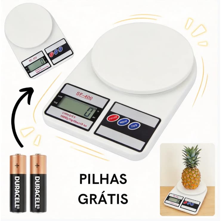 Balança Digital Cozinha Ultra Precisa 10Kg 1g Inox Premium Função Tara Confeitaria e Alimentos