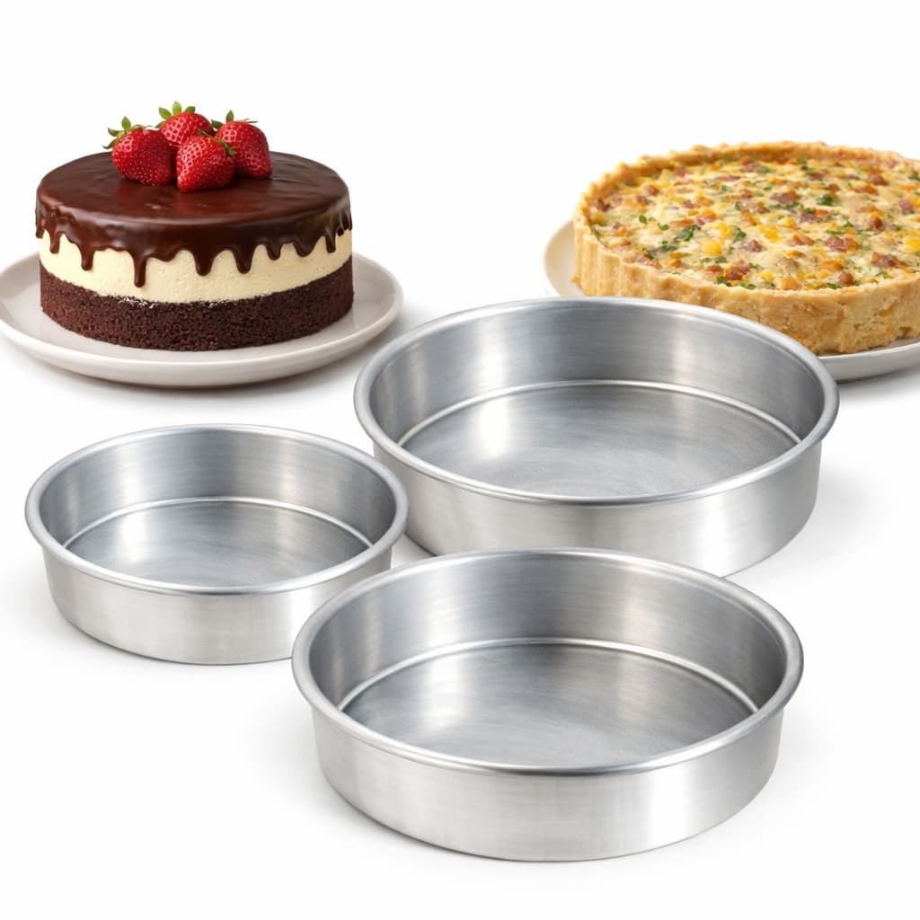 Kit Assadeiras Redondas Alumínio 20cm 25cm 30cm Para Bolo e Torta Forma Para Forno Cozinha Profissional Distribuição Uni