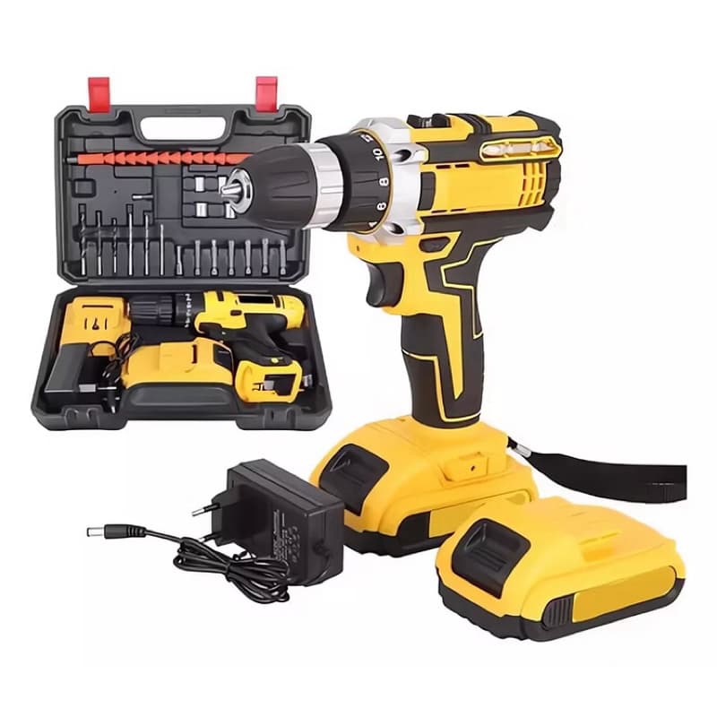 Furadeira Parafusadeira 36V de Impacto Completa 2 Baterias Lítio Kit 29 Peças Maleta de Ferramentas Profissional Oferta
