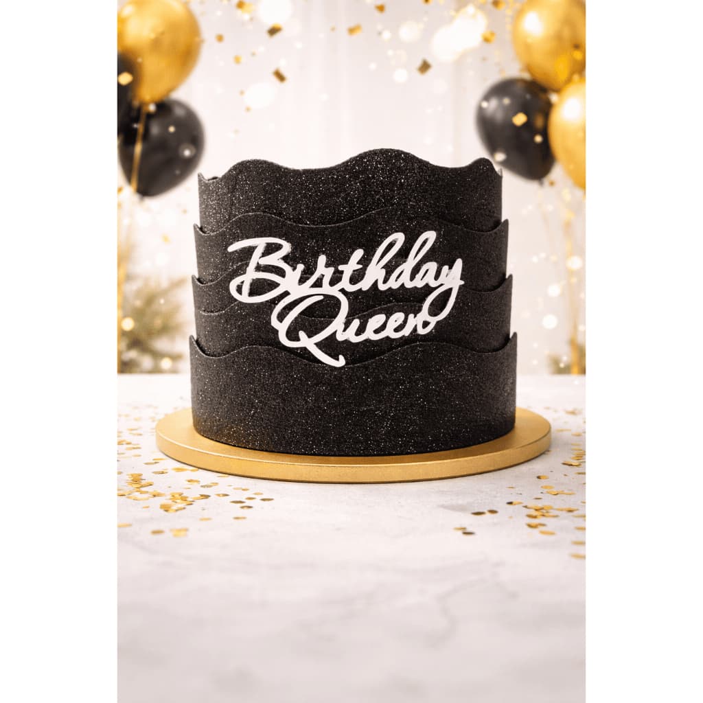 Bolo Fake Falso Decorativo com laço ou birthday Queen  — Ensaio fotografico- 15 cm - EVA COM GLITER