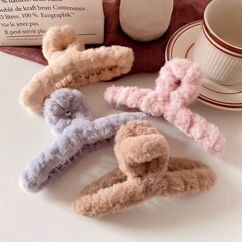 Peluche para trás da cabeça 11cm - Médio de cabelo Médio - Presilha Felpuda - Presilha pelinho feminina aestheric fofa
