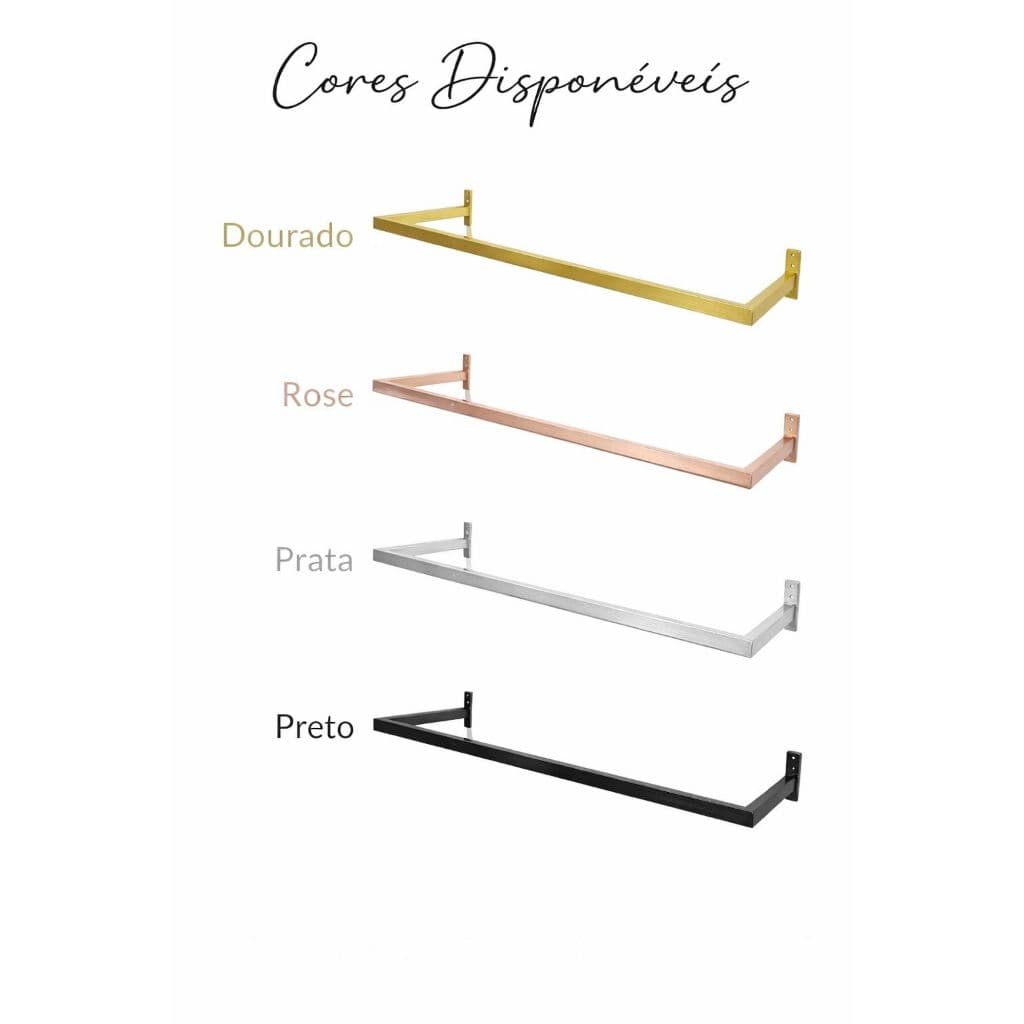 Arara para Roupas Quadrada Industrial Dourada Preto Rose Prata