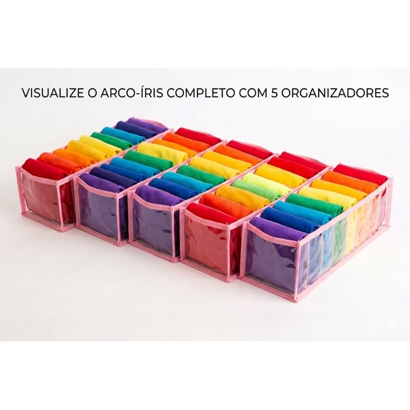 Kit 05 Colmeias Organizador Transparentes Rosa P Gavetas, Closet