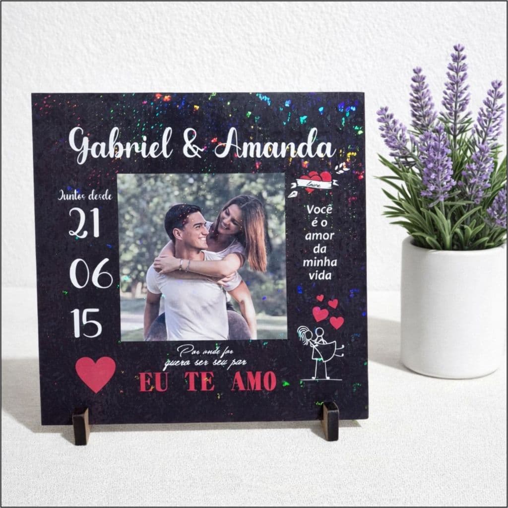 Quadro de Mesa Personalizado Casal/ Namorados com Foto Envio Rapido