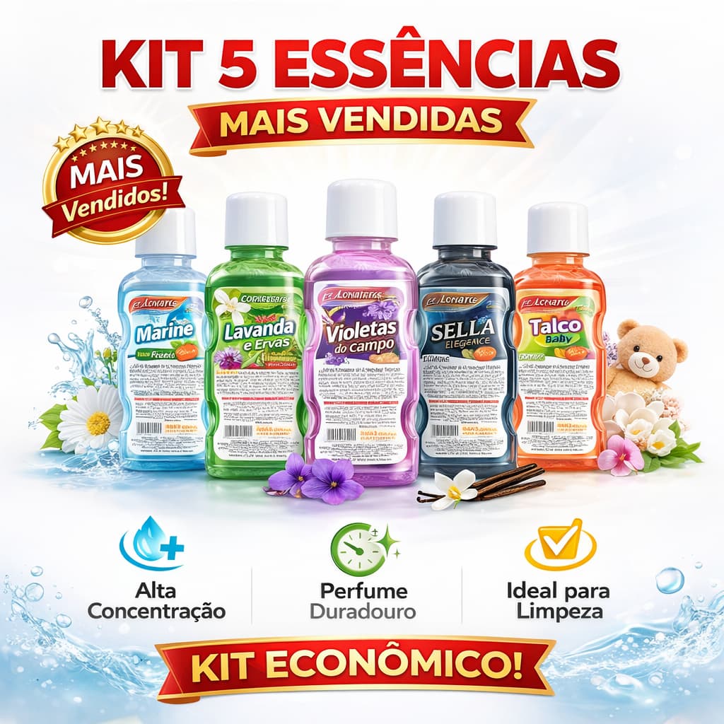 Kit 5 Essencia Perfumada Fragrancia Para Casa Nogueira 125ML - Rende 12 Litros