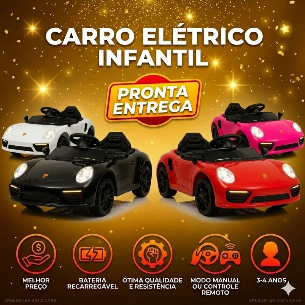 Carro Elétrico Infantil Quadriciclo de Passeio com Controle Remoto e Farol Carro Bivolt Zippy