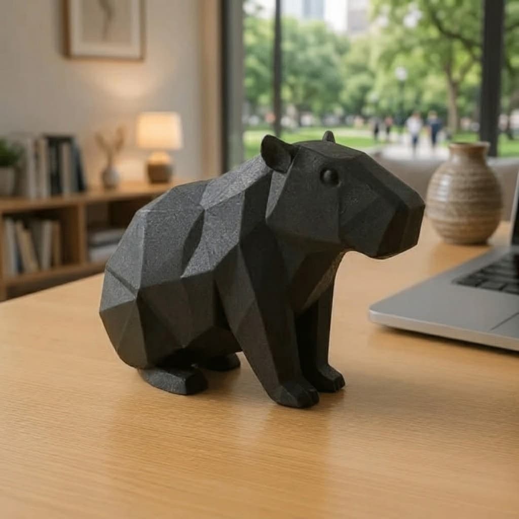 Escultura Capivara Design Minimalista e Relaxante Decorativa Impressa em 3D
