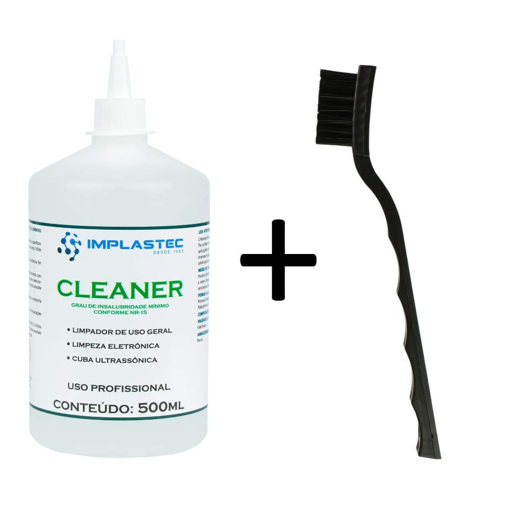 Escova Antiestática + Cleaner 99,5% para Limpeza de Eletrônicos Placas e Circuitos Implastec Limpa PCI e Placas