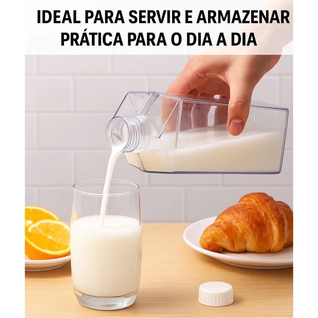 Garrafa Acrílica 500ML Caixa Leite Porta Suco Água Tampa Rosca Vedação Reutilizável Transparente
