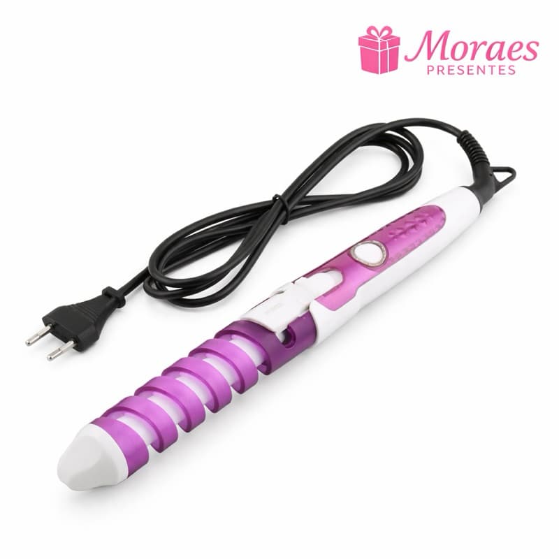 Modelador de cachos bivolt automático com cabo giratório, prático e ideal para cachos perfeitos com facilidade!