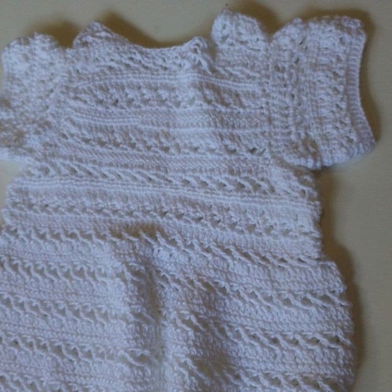 Vestido Bebê Crochê Branco para Batizado | 3 a 6 Meses