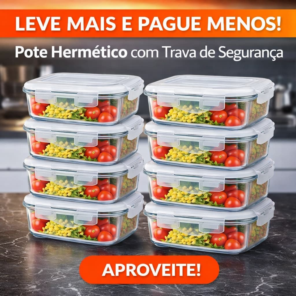 Kit Potes Herméticos com Trava de Segurança 1/3/5/10 Unidades