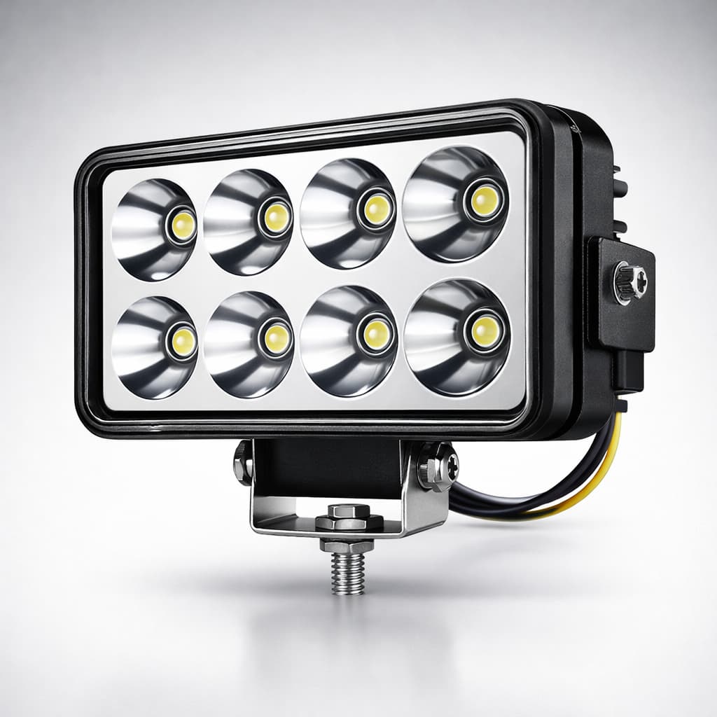 Farol De Milha Retangular 8 LEDs 24 W - Caminhão Carros Equipamentos