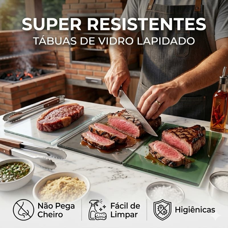 TABUA DE CORTE DE CHURRASCO VIDRO 6MM