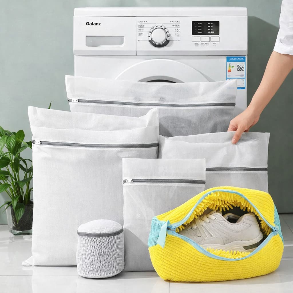 Kit 5 Sacos para Lavar Roupas + 1 Saco para Tênis Proteção para Lavar Roupas Delicadas na Máquina