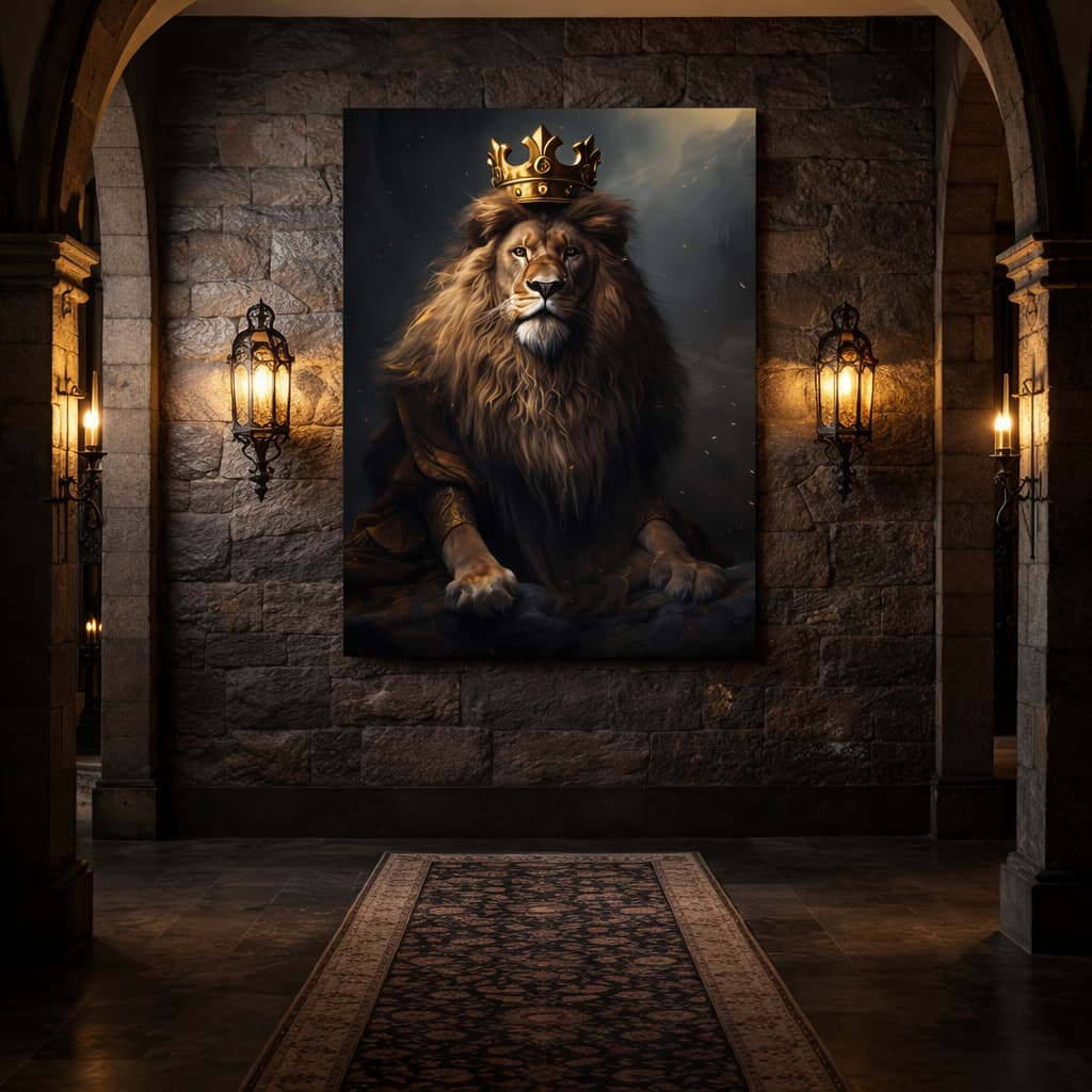 Quadro Decorativo Leão Selvagem Majestoso Imponente Minimalista Luxo Arte Animal Poderosa Grande