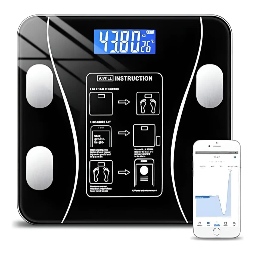 Balança Digital Corporal Bioimpedância Profissional Bluetooth, Smart App Premium Com Visor Inteligente