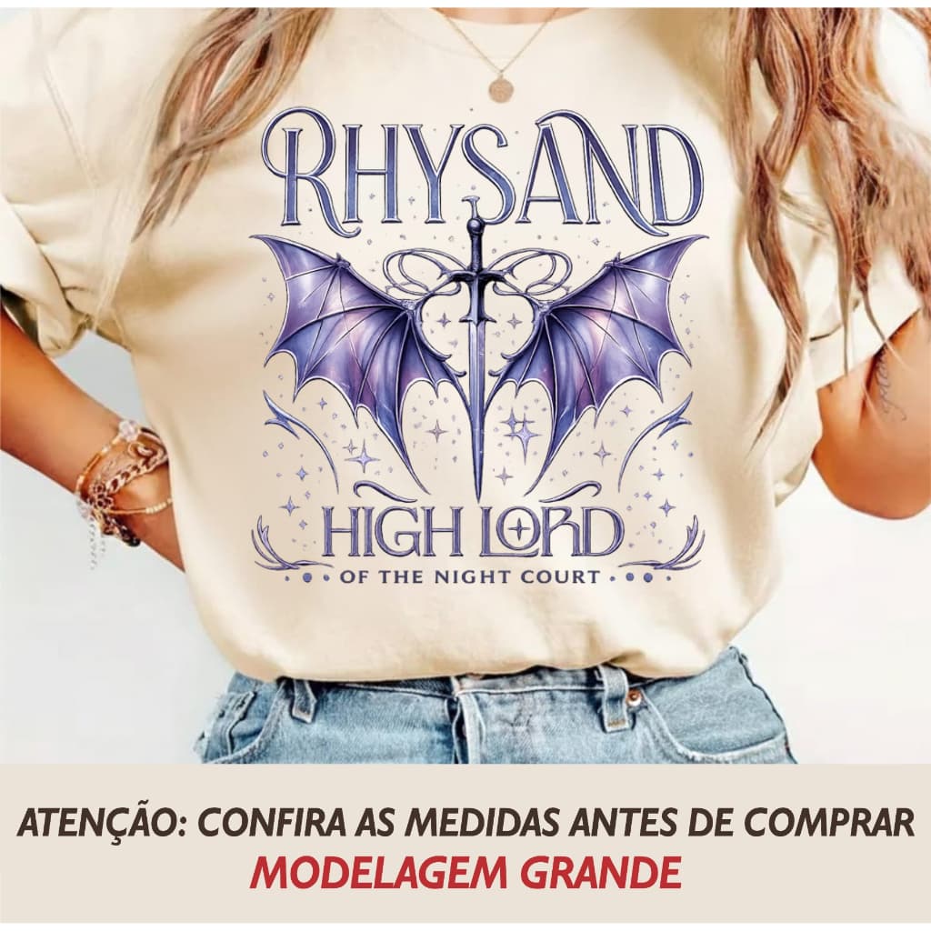 Camisa Acotar Camiseta Rhysand High Lord Blusa Corte de Espinhos e Rosas Rhysand