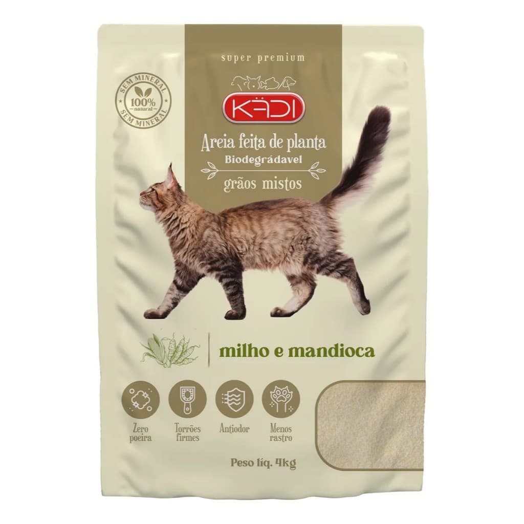 Areia Sanitária Higiênica para Gatos KADI Grãos Mistos 4 Kg
