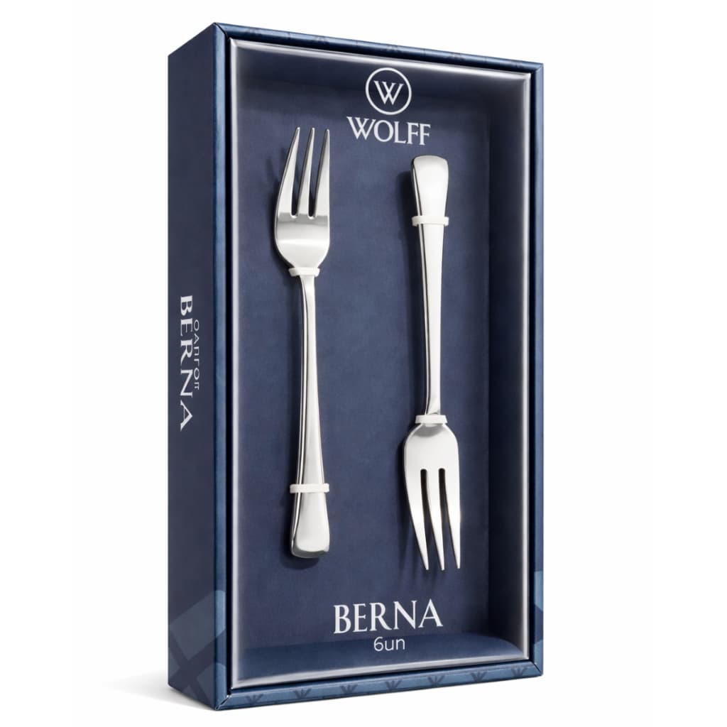 Jogo C/ 6 Garfos De Bolo Aço Inox Berna Conjunto Dourado Wolff Dourado/Prata