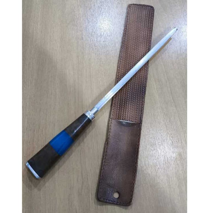 Chaira Fusil Afiador 10 P Facas Cabo Madeira Resina E Bainha