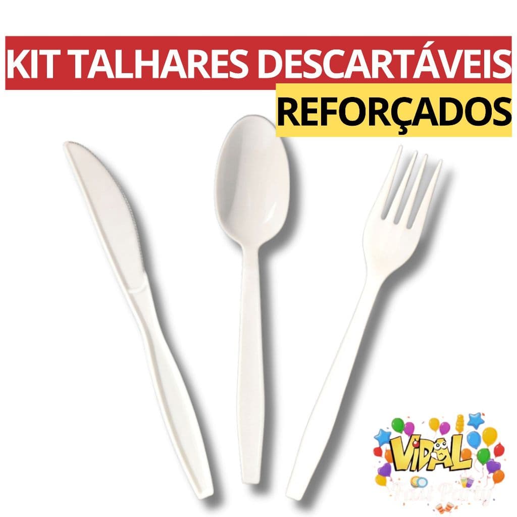 Kit Talheres Descartáveis Reforçados Garfo Faca Colher Praticidade Limpeza Eventos Festas Churrascos