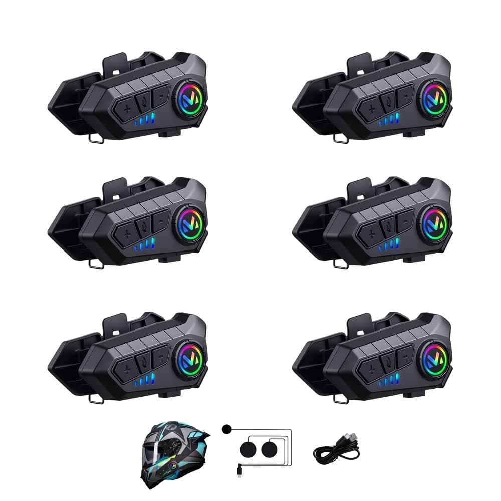 Kit 6 Intercomunicadores Fone Capacete Bluetooth Moto