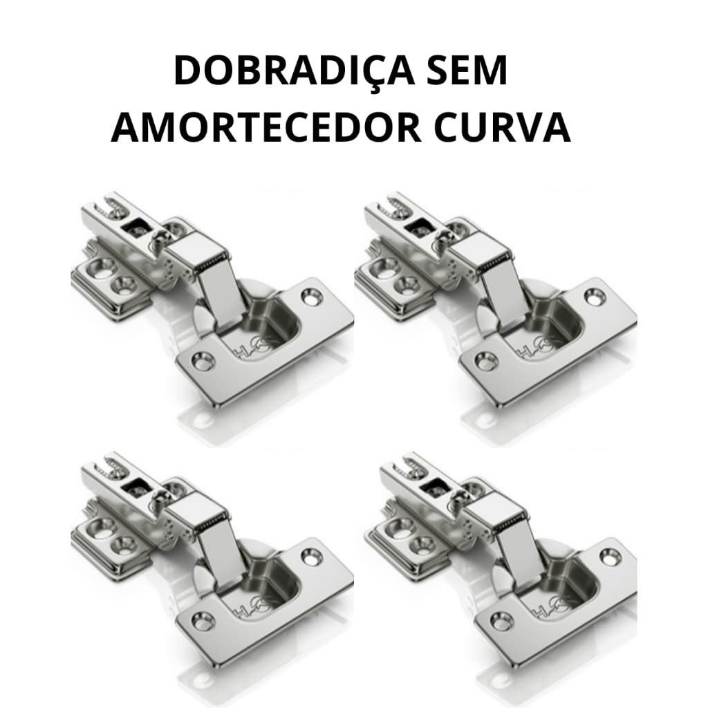 Dobradiças Curva 35mm Sem Amortecedor Porta Armário Cozinha Guarda-Roupa Móveis Alta Resistência HD