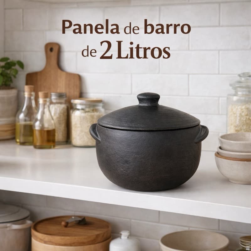 Panela de Barro Capixaba 2L| Comida Brasileira | Ideal para fogão a lenha,forno, a gás e churrasqueira Não solta resíduo