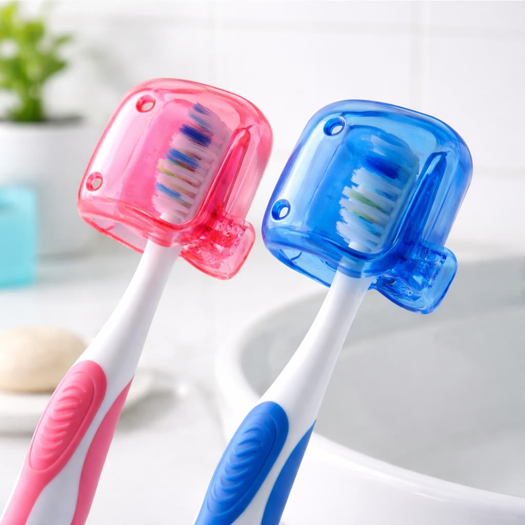 Kit Casal 2 Clipes/Capinha Higiênica Protetora Escova De Dentes - 2 Azul + Frete Grátis