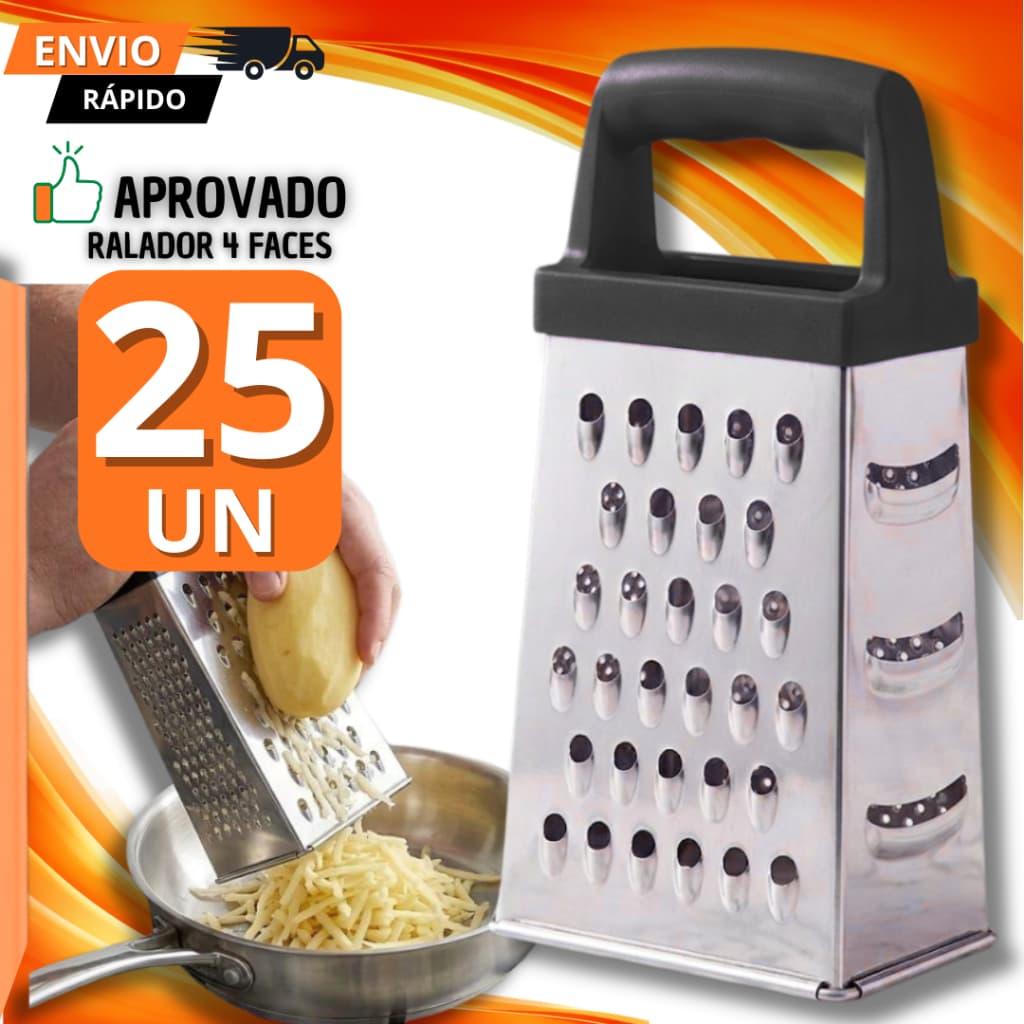 Kit Ralador Aço Inoxidável 18cm 4 Faces Cortador Fatiador Grande Ralador De Queijo Legumes Verduras