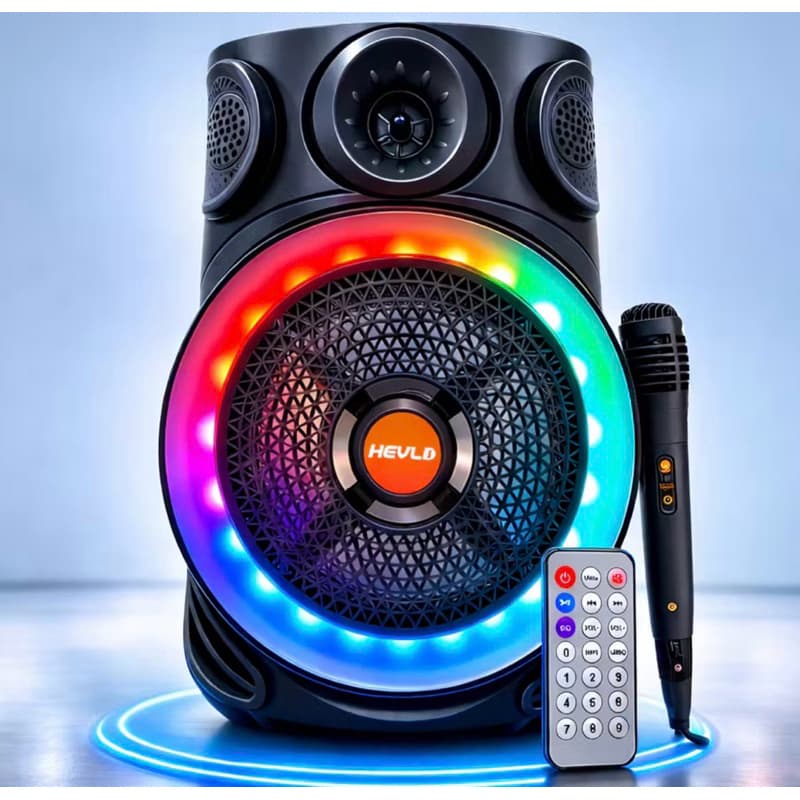 Caixa de Som Bluetooth Potente 2000W PMPO RGB + Microfone Karaokê USB SD Portátil