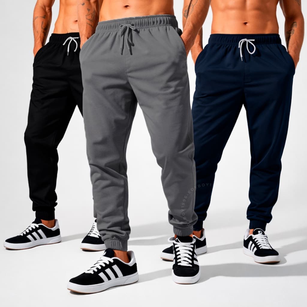 Kit 3 Calça Tactel Jogger Masculina Elastano Academia Treino Fitness Slim Dry Fit Esportiva Leve