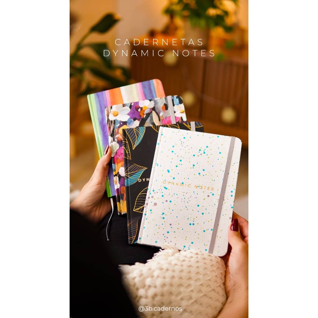 Caderno Tipo Moleskine 80 Folhas Pontilhado Off White com Elástico Dynamic Notes 3B Cadernos