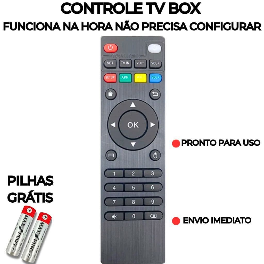 Controle Remoto Compatível com TV Box Android – Universal | Acompanha Pilhas