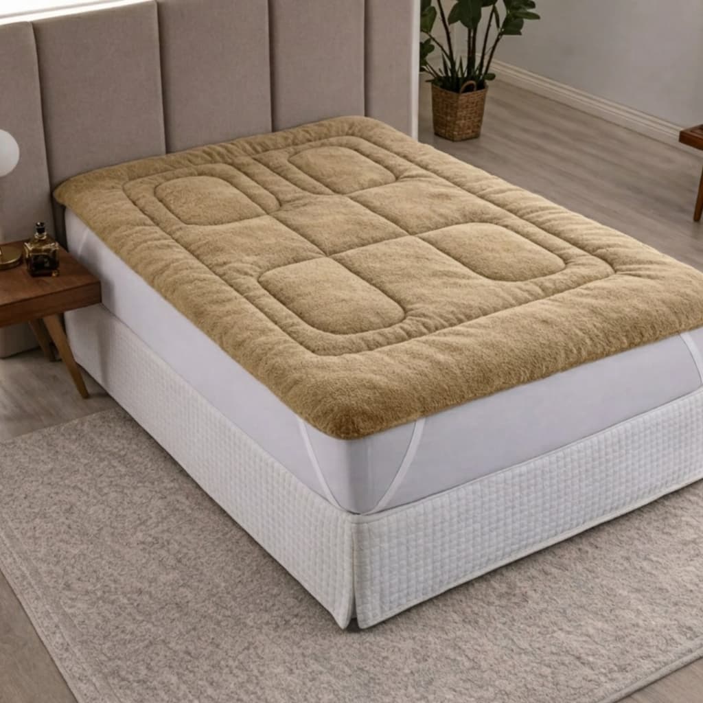 Pillow Top Protetor De Colchão Solteiro, Casal, Queen e King 400 Fios Cor Caqui