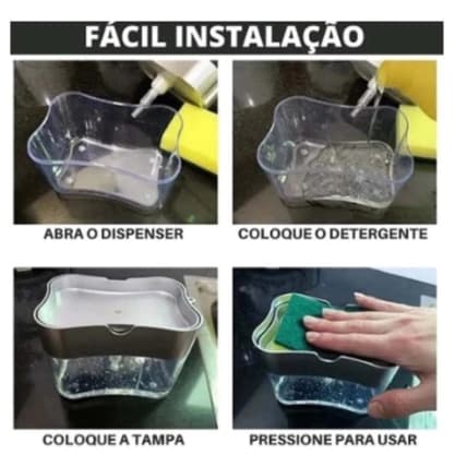Dispensador Para Detergente Dispenser Sabao 2x1 Detergente Suporte Porta Bucha Esponja Limpeza