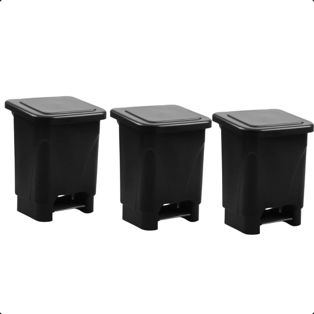 Kit 3 Lixeira Com Pedal Para Cozinha Restaurante Banheiro 15 Litros Cor Preto