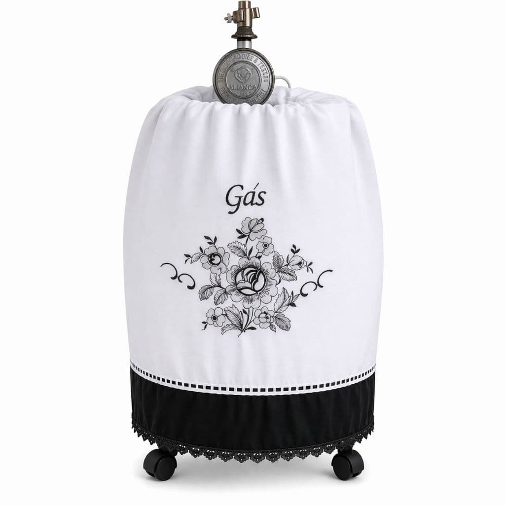 Capa para Botijão de Gás Bordada Luxo | Decoração de Cozinha Elegante + Proteção
