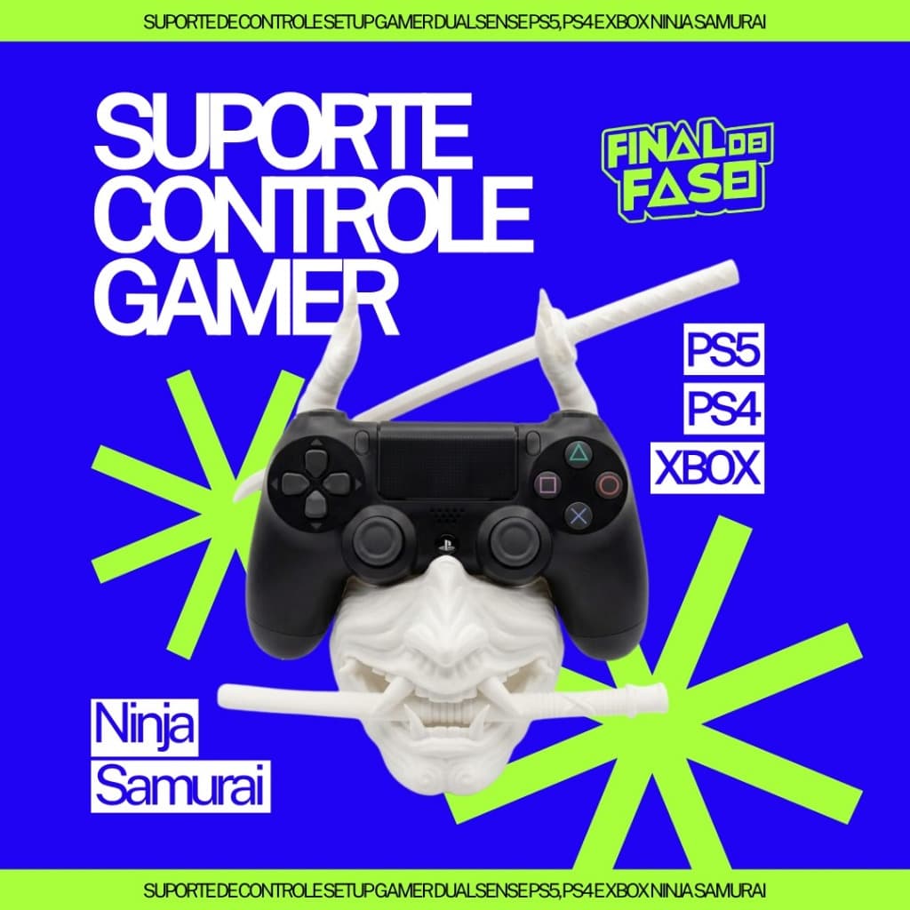 Suporte De Controle Gamer PS5 PS4 Xbox DualSense Suporte De Mesa Decoração Setup Gamer Ninja Samurai Resistente