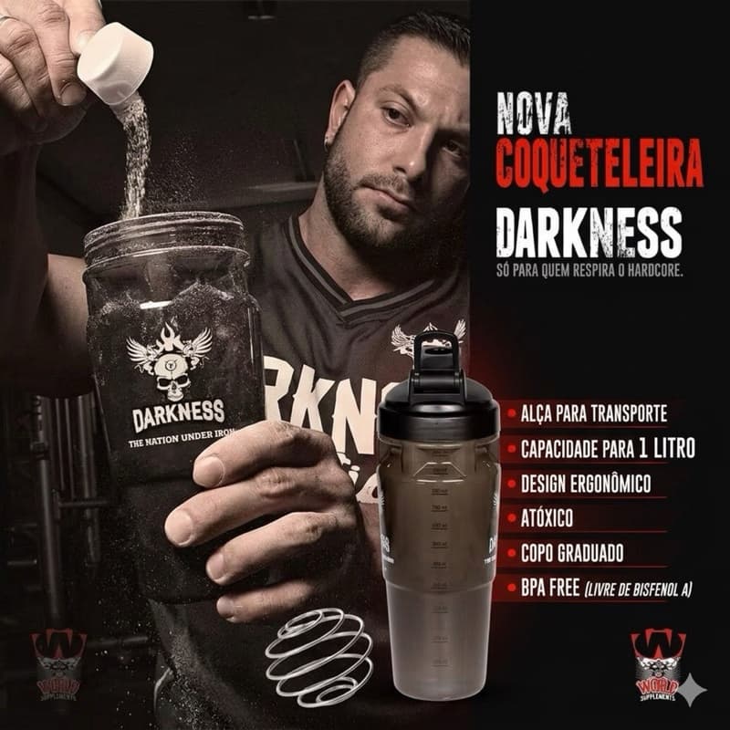 Coqueteleira Darkness 1Litro + Mola inox