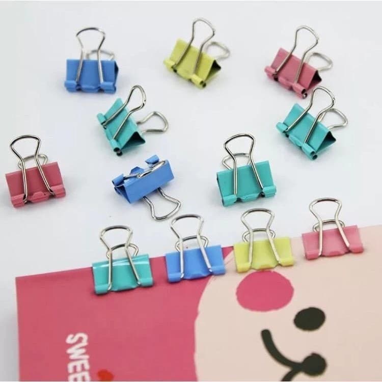 Kit Binder Clip 32mm Prendedor Papel Metal Colorido Papelaria (12, 24 e 48 Un Disponível)